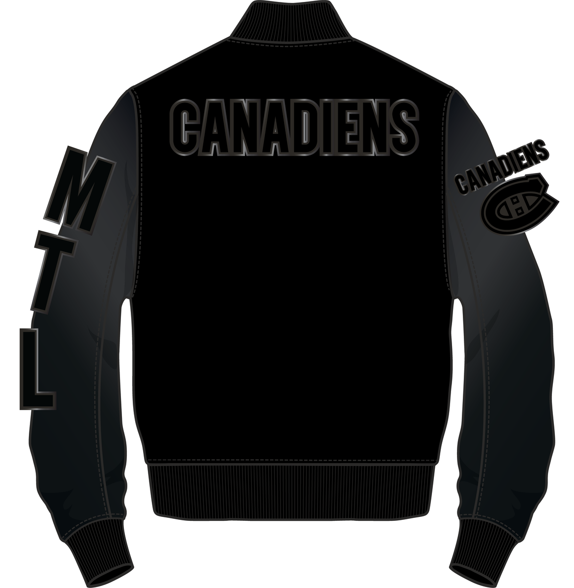 Montreal Canadiens NHL Pro Standard Men Black Classic Wool Varsity Jacket product image 2, provided for visual reference and