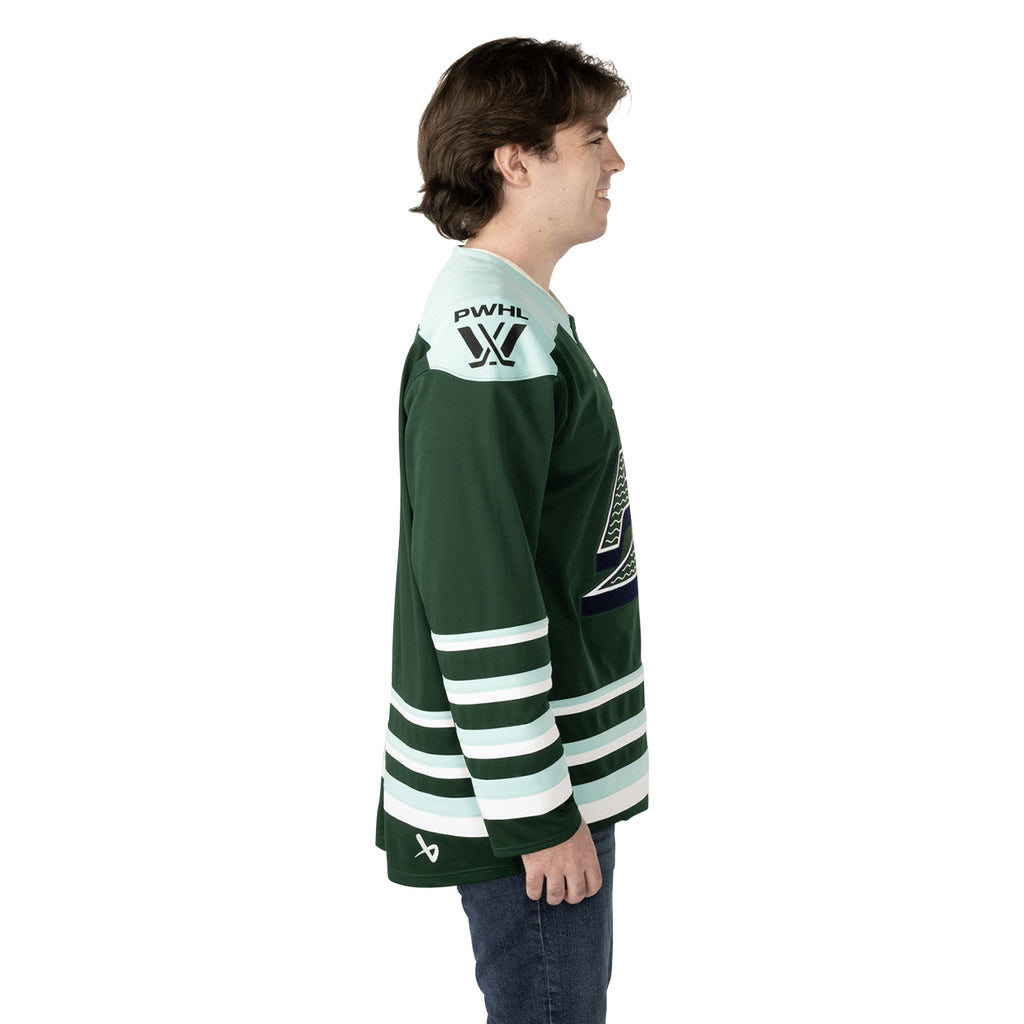 Boston Fleet PWHL Bauer Unisex Green Replica Home Jersey product image 3, provided for visual reference and product detail