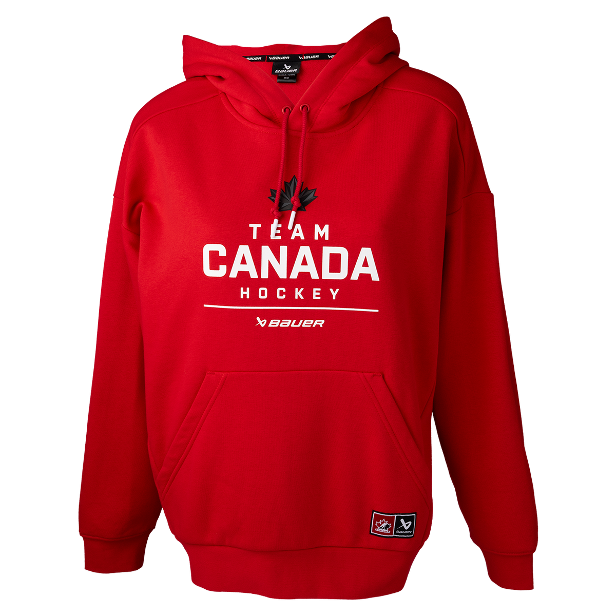 Hockey Canada IIHF Bauer Women Red Stacked Pullover Hoodie product image 1, provided for visual reference and product detail