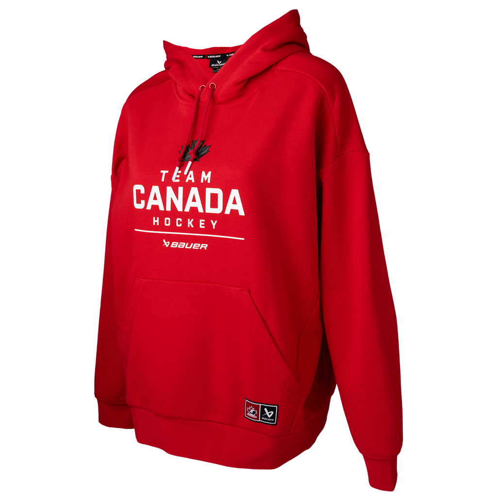 Hockey Canada IIHF Bauer Women Red Stacked Pullover Hoodie product image 3, provided for visual reference and product detail
