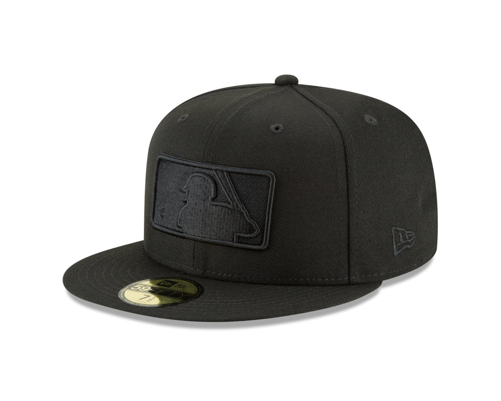 MLB Batterman Logo New Era Men Black on Black 59Fifty Fitted Hat product image 1, provided for visual reference and product