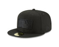 MLB Batterman Logo New Era Men Black on Black 59Fifty Fitted Hat product image 1, provided for visual reference and product