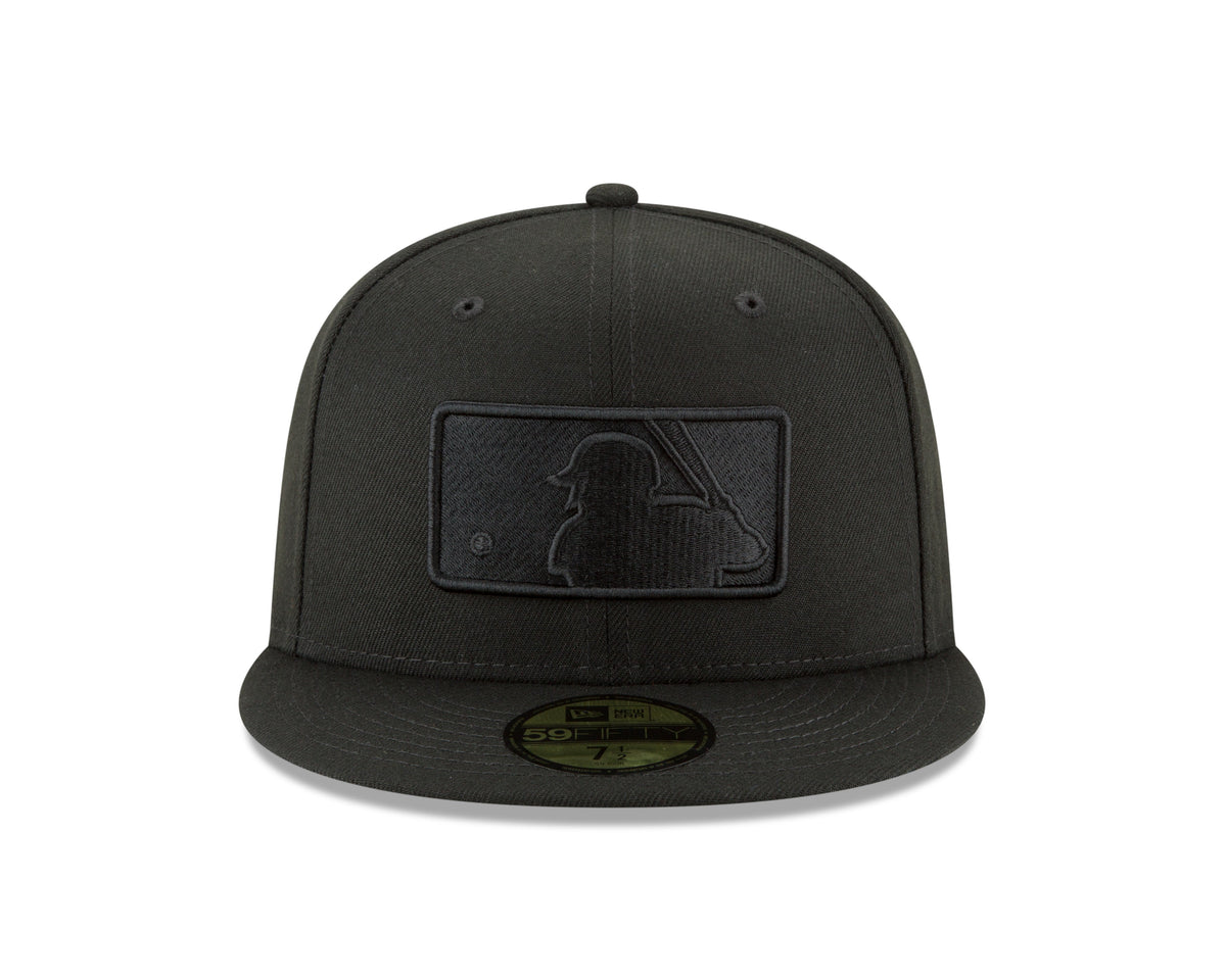 MLB Batterman Logo New Era Men Black on Black 59Fifty Fitted Hat product image 2, provided for visual reference and product