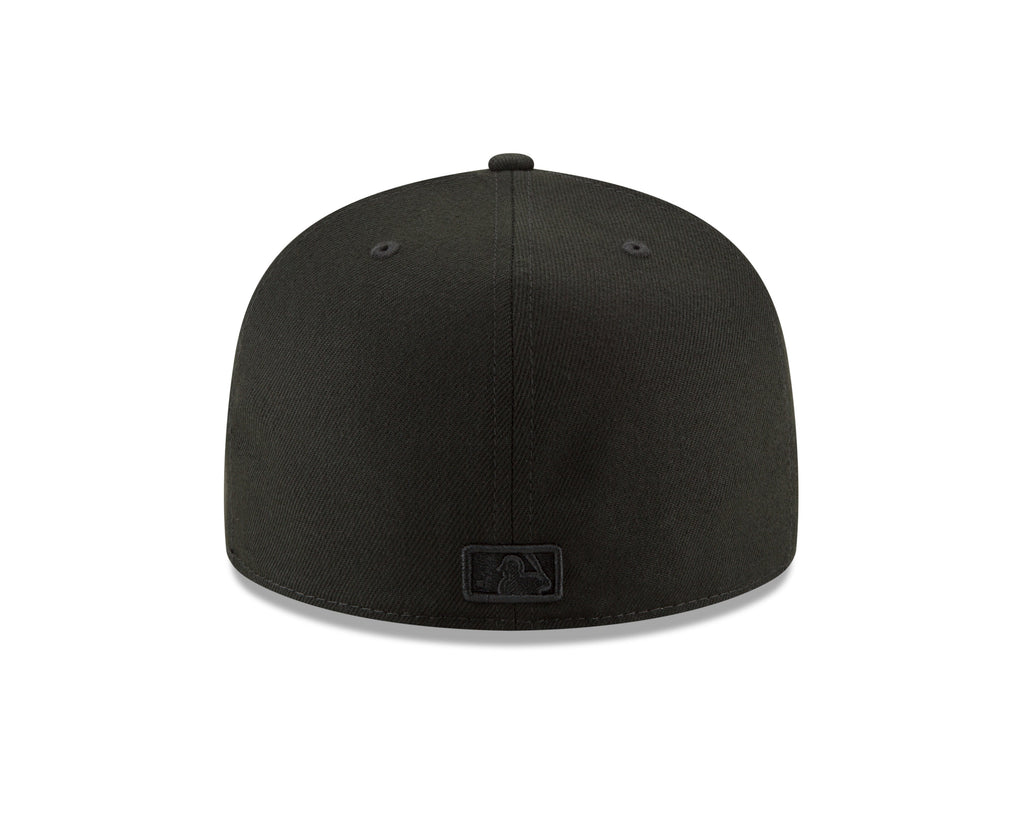 MLB Batterman Logo New Era Men Black on Black 59Fifty Fitted Hat product image 3, provided for visual reference and product
