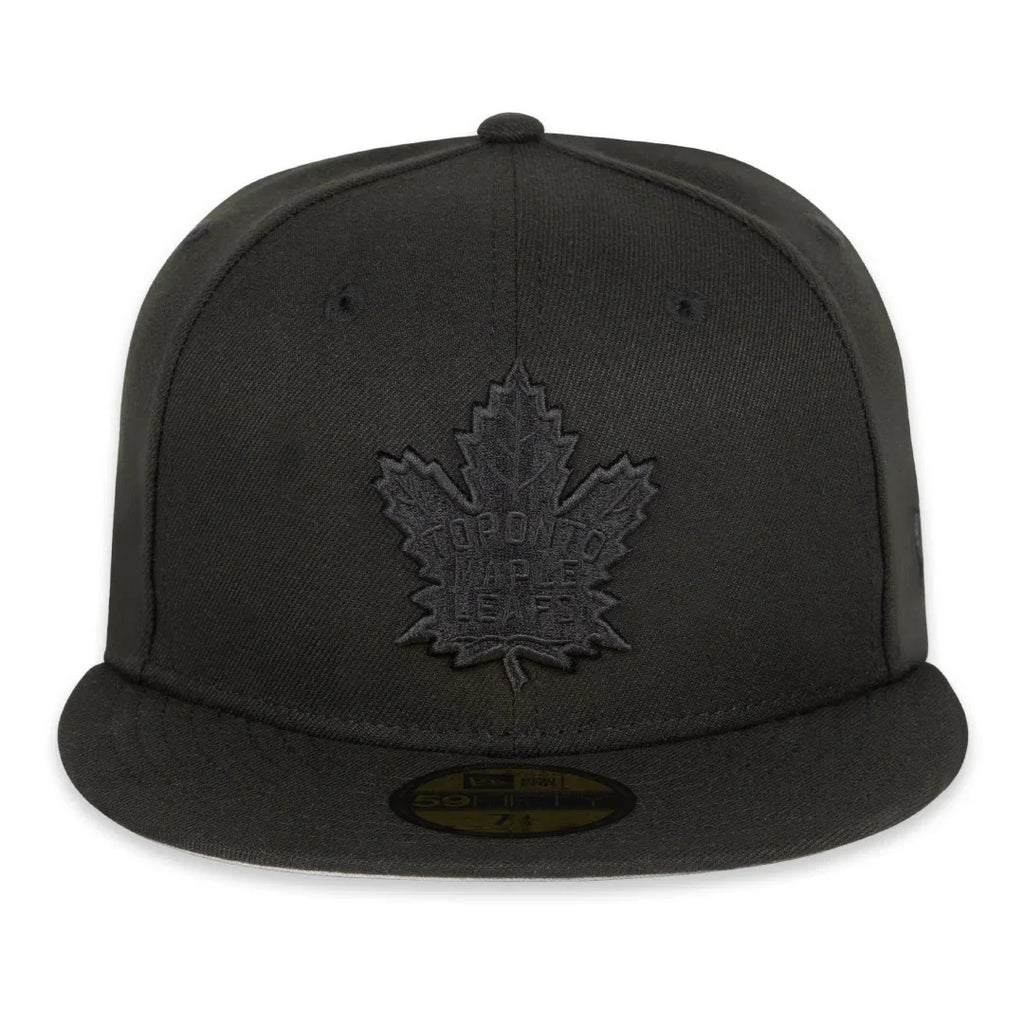 Toronto Maple Leafs NHL New Era Men Black on Black 59Fifty Fitted Hat product image 2, provided for visual reference and