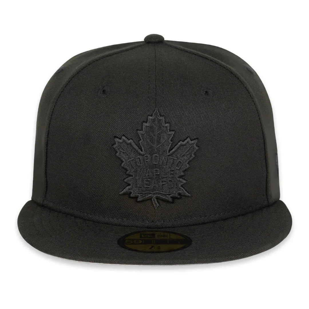Toronto Maple Leafs NHL New Era Men Black on Black 59Fifty Fitted Hat product image 2, provided for visual reference and