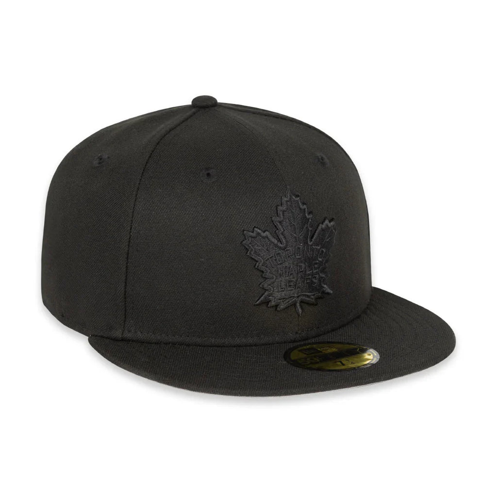Toronto Maple Leafs NHL New Era Men Black on Black 59Fifty Fitted Hat product image 3, provided for visual reference and
