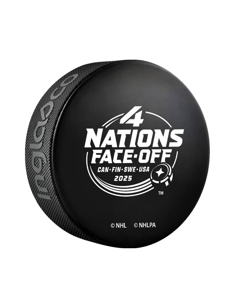Finland NHL Inglasco 4 Nations Face-Off Basic Souvenir Hockey Puck product image 2, provided for visual reference and