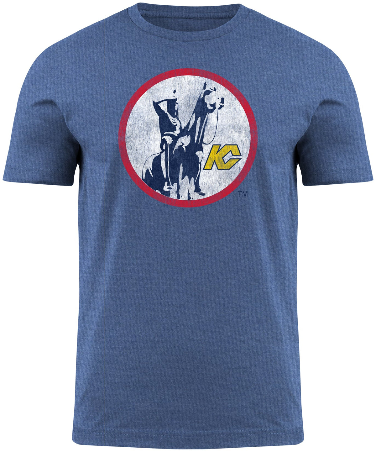 Kansas City Scouts NHL Bulletin Men Royal Distressed Vintage Logo Heathered T-Shirt product image 1, provided for visual