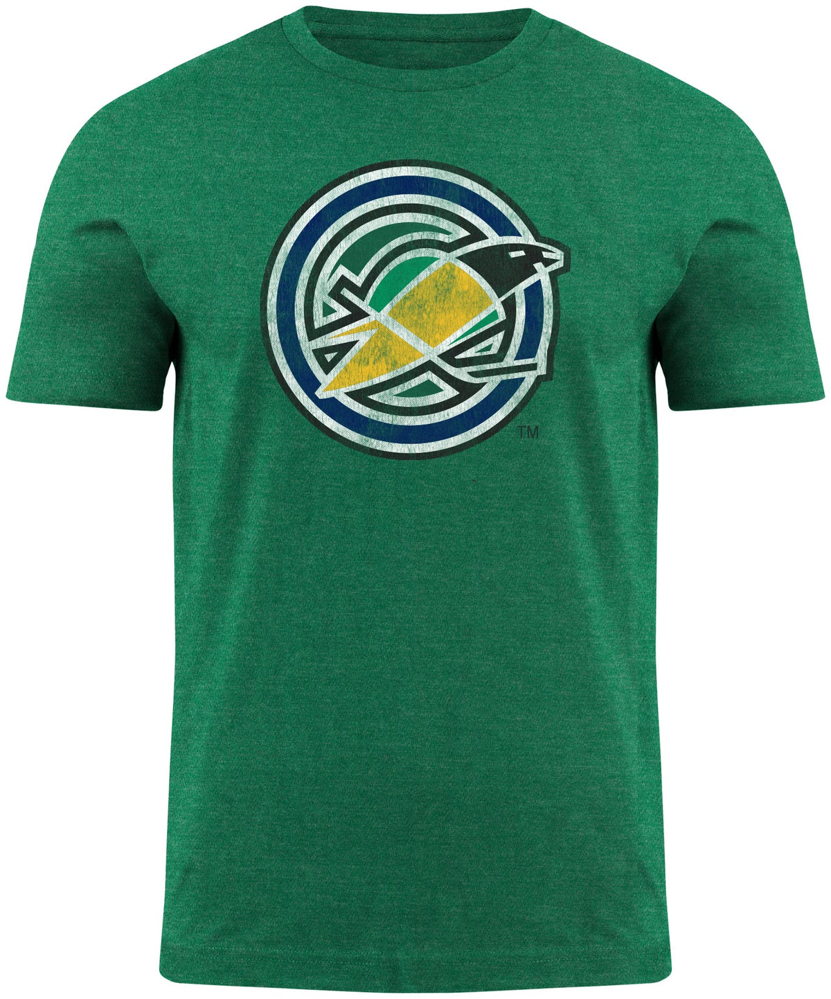 Oakland Seals NHL Bulletin Men Green Distressed Vintage Logo Heathered T-Shirt product image 1, provided for visual