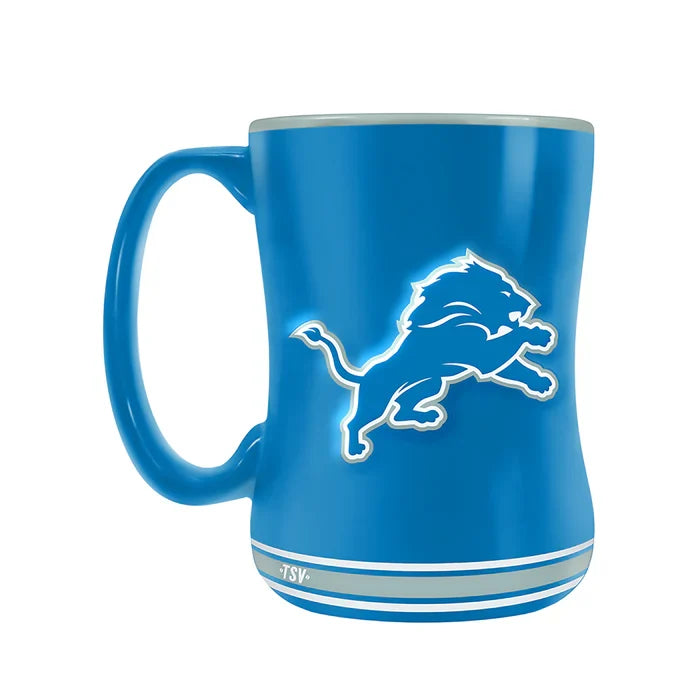 Detroit Lions NFL TSV 14oz Blue Team Crest Sculpted Mug product image 1, provided for visual reference and product detail