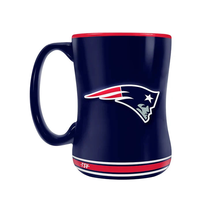 New England Patriots NFL TSV 14oz Navy Team Crest Sculpted Mug product image 1, provided for visual reference and product