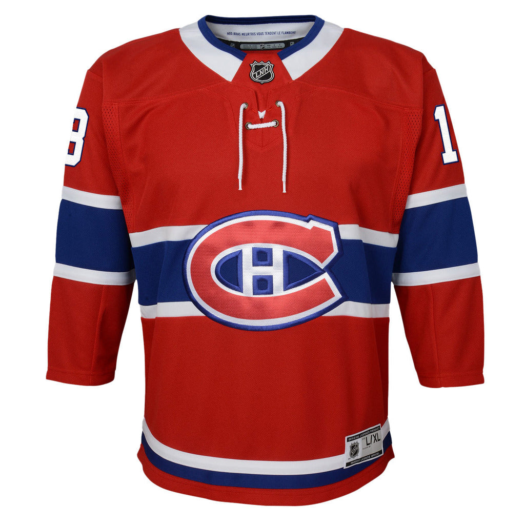 Cole Caufield #13 Montreal Canadiens NHL Outerstuff Youth Red Premier Jersey product image 3, provided for visual reference