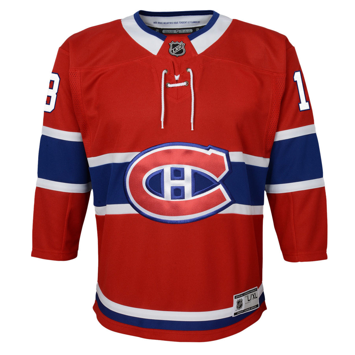 Cole Caufield #13 Montreal Canadiens NHL Outerstuff Youth Red Premier Jersey product image 3, provided for visual reference