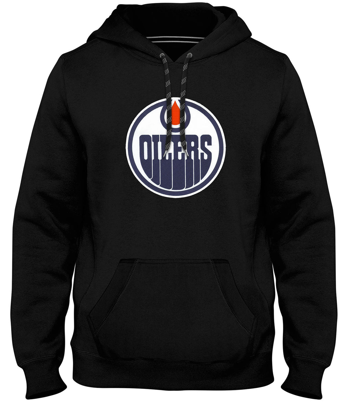 Edmonton Oilers NHL Bulletin Men Black Express Twill Logo Hoodie product image 1, provided for visual reference and product