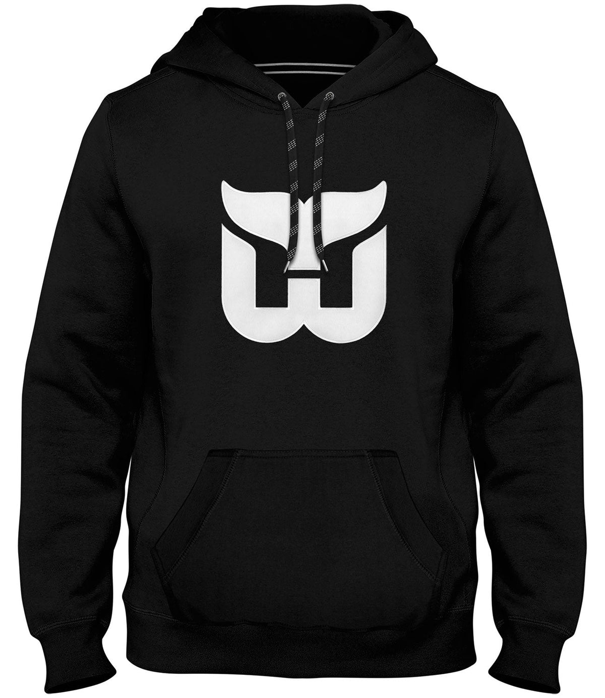 Hartford Whalers NHL Bulletin Men Black Express Twill Logo Hoodie product image 1, provided for visual reference and product