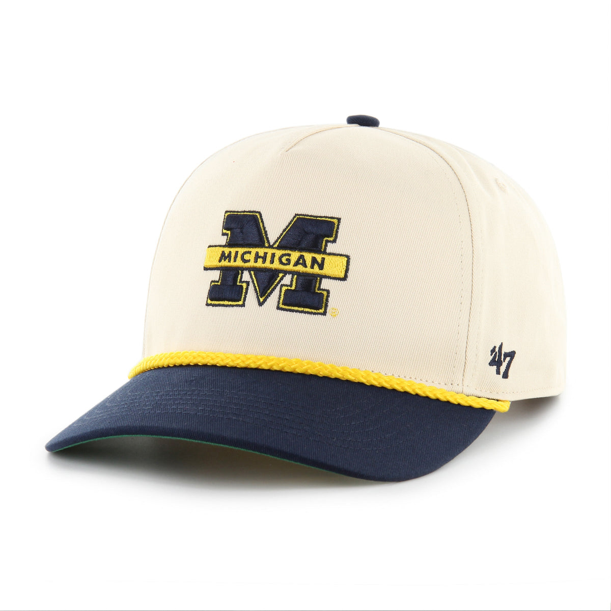 Michigan Wolverines NCAA 47 Brand Men Natural Rope Two Tone Hitch Snapback Hat product image 1, provided for visual