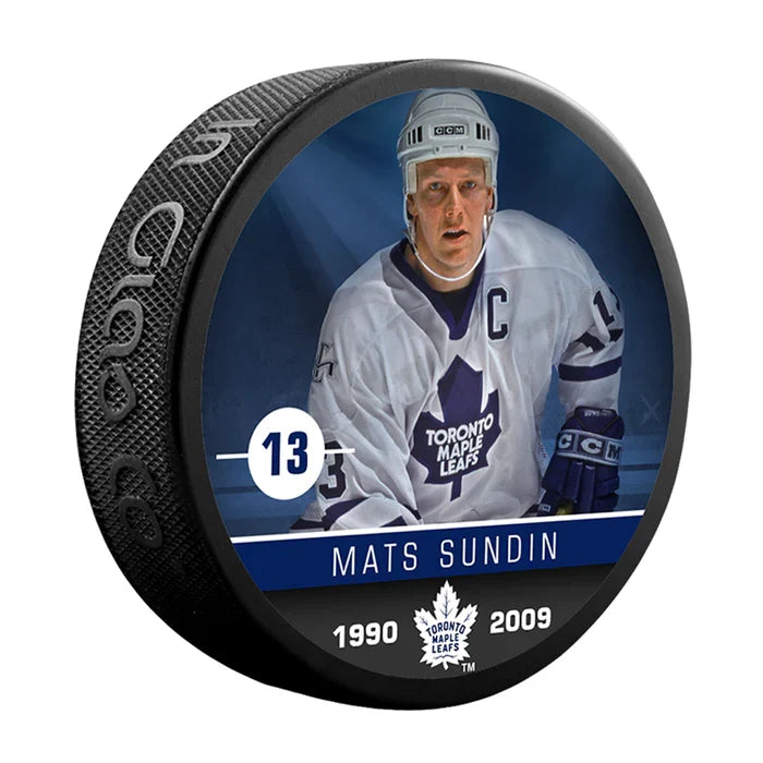 Mats Sundin Toronto Maple Leafs NHL Inglasco Alumni Souvenir Hockey Puck product image 1, provided for visual reference and