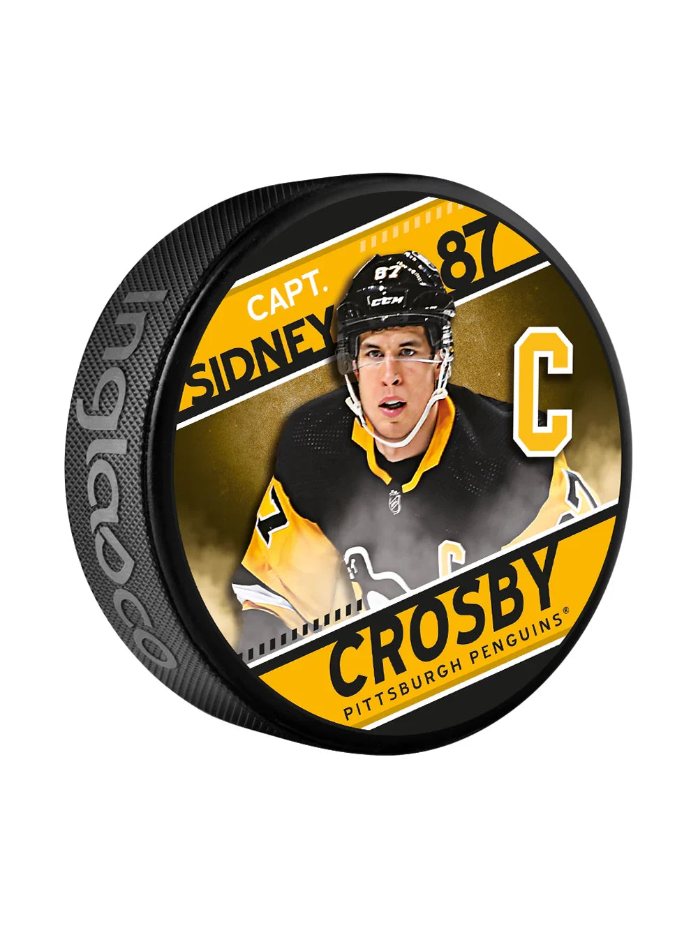 Sidney Crosby Pittsburgh Penguins NHL Inglasco Cube Captain Series Hockey Puck product image 2, provided for visual