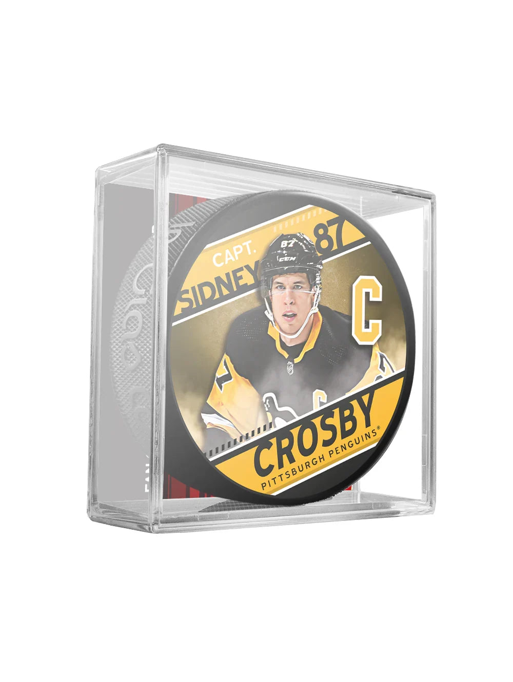 Sidney Crosby Pittsburgh Penguins NHL Inglasco Cube Captain Series Hockey Puck product image 1, provided for visual