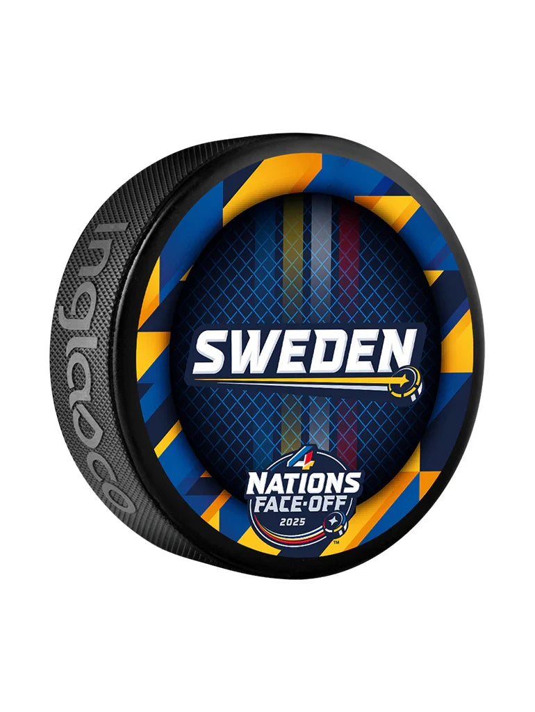 Sweden NHL Inglasco 4 Nations Face-Off Basic Souvenir Hockey Puck product image 1, provided for visual reference and product