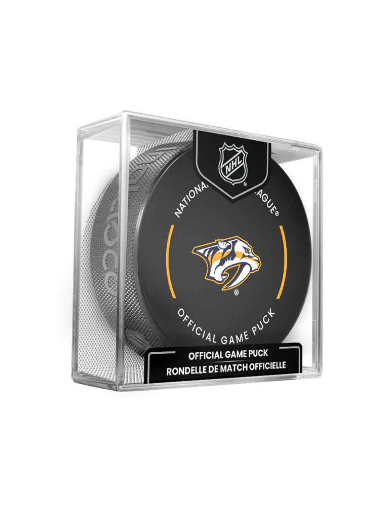 Nashville Predators NHL Inglasco 2024-25 Officially Licensed Game Hockey Puck product image 1, provided for visual reference