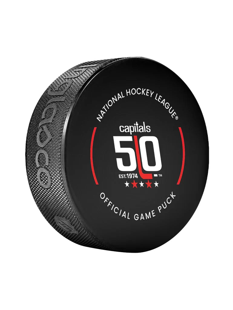 Washington Capitals NHL Inglasco 2024-25 50th Anniversary Officially Licensed Game Hockey Puck product image 2, provided for