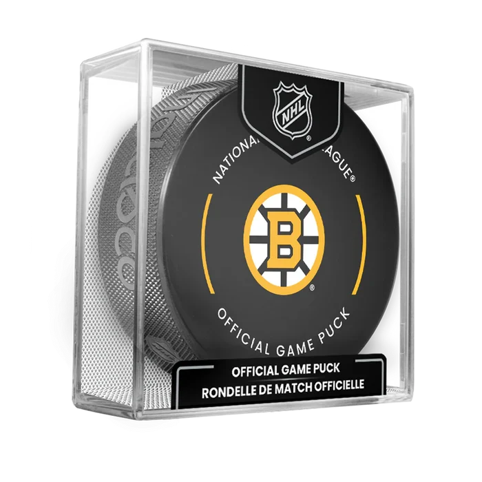Boston Bruins NHL Inglasco 2025-26 Officially Licensed Game Hockey Puck product image 1, provided for visual reference and