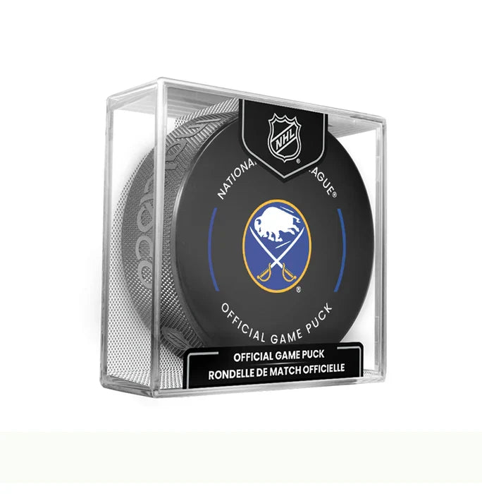 Buffalo Sabres NHL Inglasco 2025-26 Officially Licensed Game Hockey Puck product image 1, provided for visual reference and