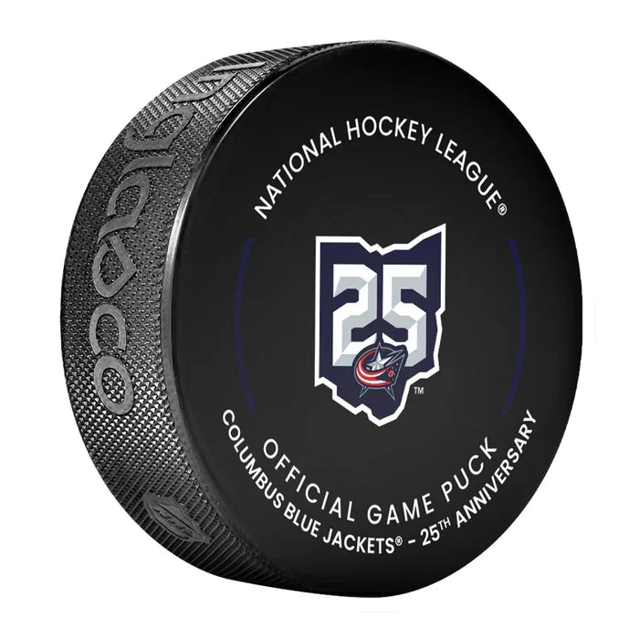 Columbus Blue Jackets NHL Inglasco 2025-26 25th Anniversary Officially Licensed Game Hockey Puck product image 3, provided
