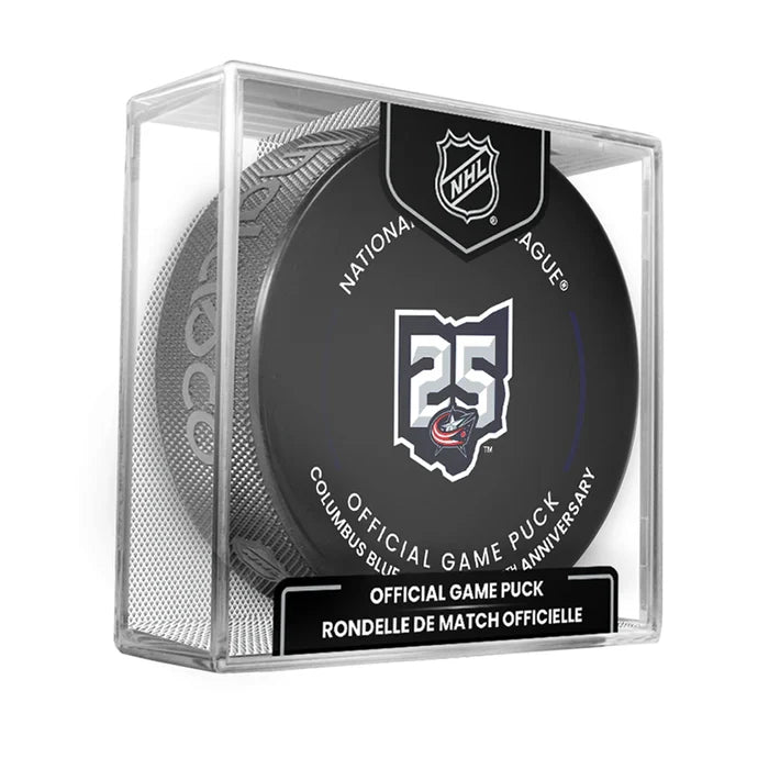 Columbus Blue Jackets NHL Inglasco 2025-26 25th Anniversary Officially Licensed Game Hockey Puck product image 1, provided
