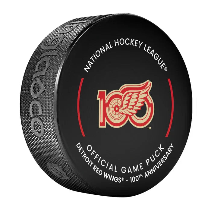 Detroit Red Wings NHL Inglasco 2025-26 100th Anniversary Officially Licensed Game Hockey Puck product image 3, provided for