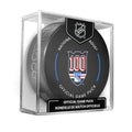 New York Rangers NHL Inglasco 2025-26 100th Anniversary Officially Licensed Game Hockey Puck product image 1, provided for