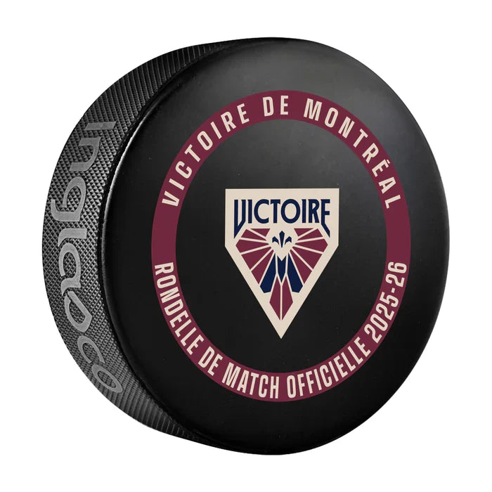 Montreal Victoire PWHL Inglasco 2025-2026 Officially Licensed Game Hockey Puck product image 3, provided for visual