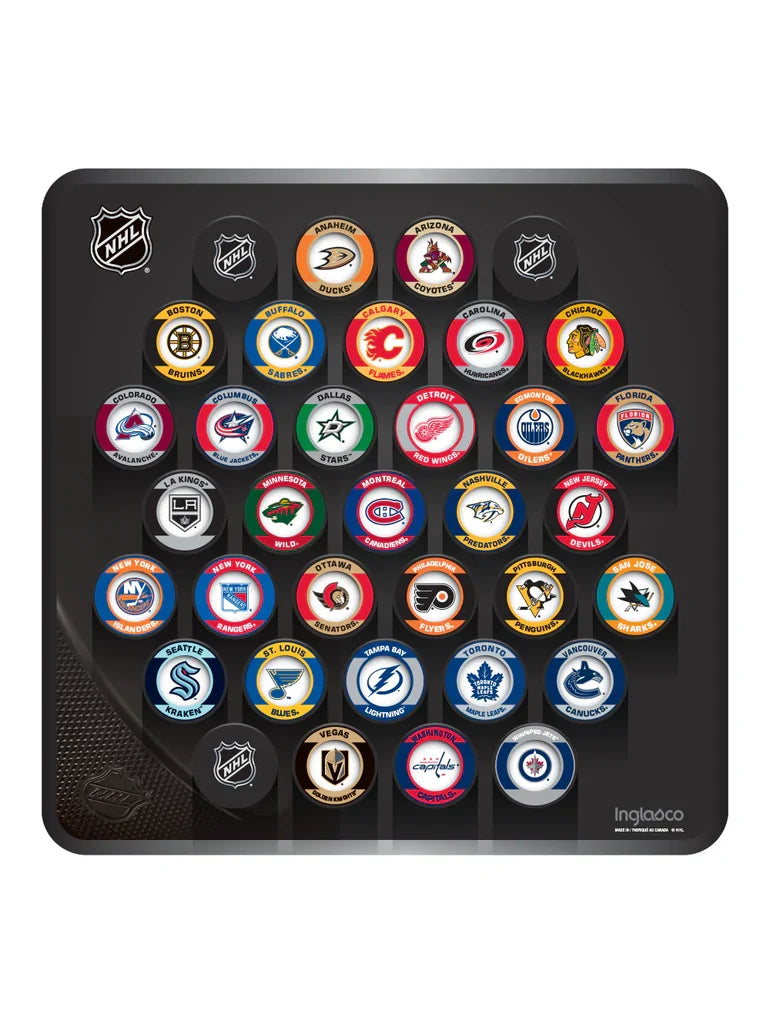 NHL Inglasco 32 Teams Retro Logo Hockey Puck Large Wall Plaque product image 1, provided for visual reference and product