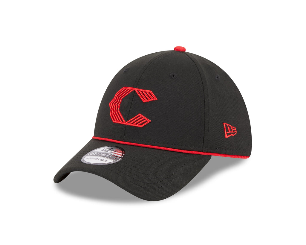 Cincinnati Reds MLB New Era Men Black 39Thirty 2023 City Connect Stretch Fit Hat product image 1, provided for visual