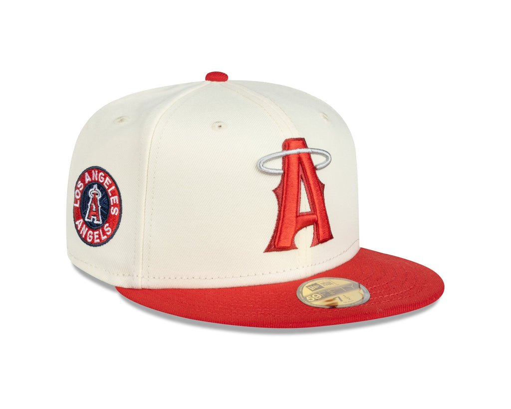 Anaheim Angels MLB New Era Men Beige/Red 59Fifty 2022 City Connect Fitted Hat product image 2, provided for visual reference