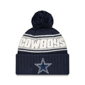 Dallas Cowboys NFL New Era Men Navy 2024 Sideline Sport Knit Pom Hat product image 1, provided for visual reference and
