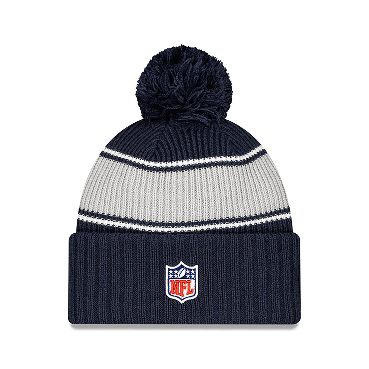 Dallas Cowboys NFL New Era Men Navy 2024 Sideline Sport Knit Pom Hat product image 2, provided for visual reference and