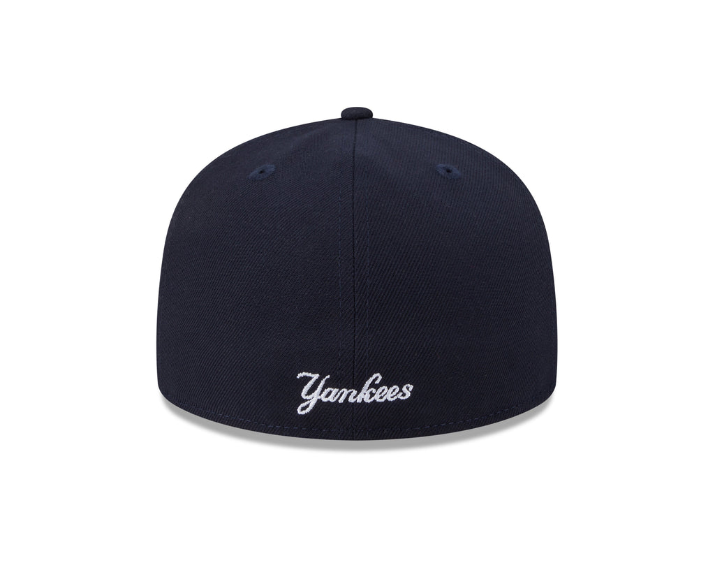 New York Yankees MLB New Era Men Dark Navy 59Fifty Overlap Scipt Fitted Hat product image 3, provided for visual reference