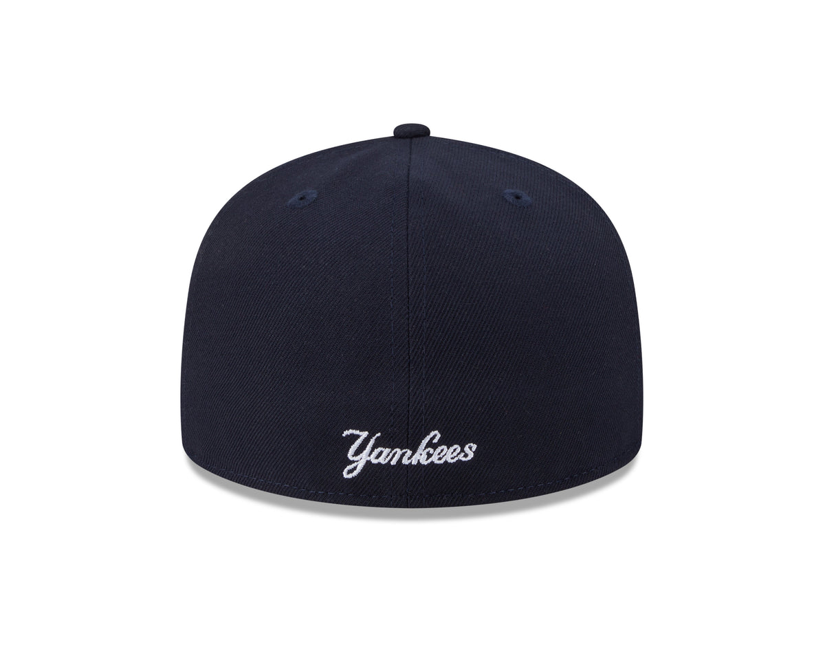 New York Yankees MLB New Era Men Dark Navy 59Fifty Overlap Scipt Fitted Hat product image 3, provided for visual reference
