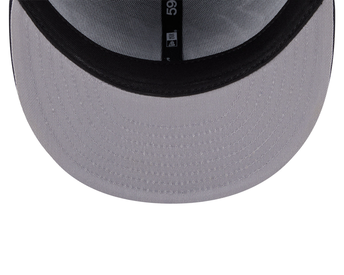 New York Yankees MLB New Era Men Dark Navy 59Fifty Overlap Scipt Fitted Hat product image 5, provided for visual reference