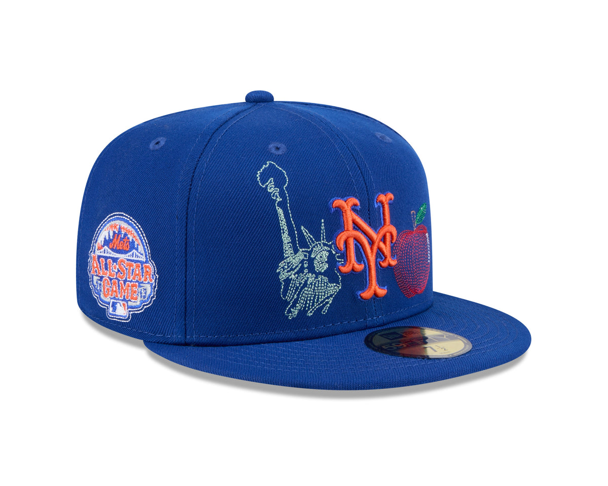 New York Mets MLB New Era Men Royal Blue 59Fifty State Stitch Fitted Hat product image 1, provided for visual reference and