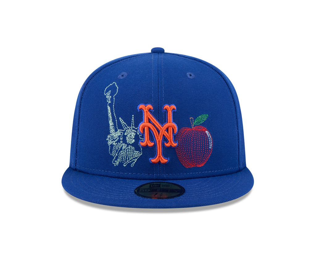 New York Mets MLB New Era Men Royal Blue 59Fifty State Stitch Fitted Hat product image 2, provided for visual reference and
