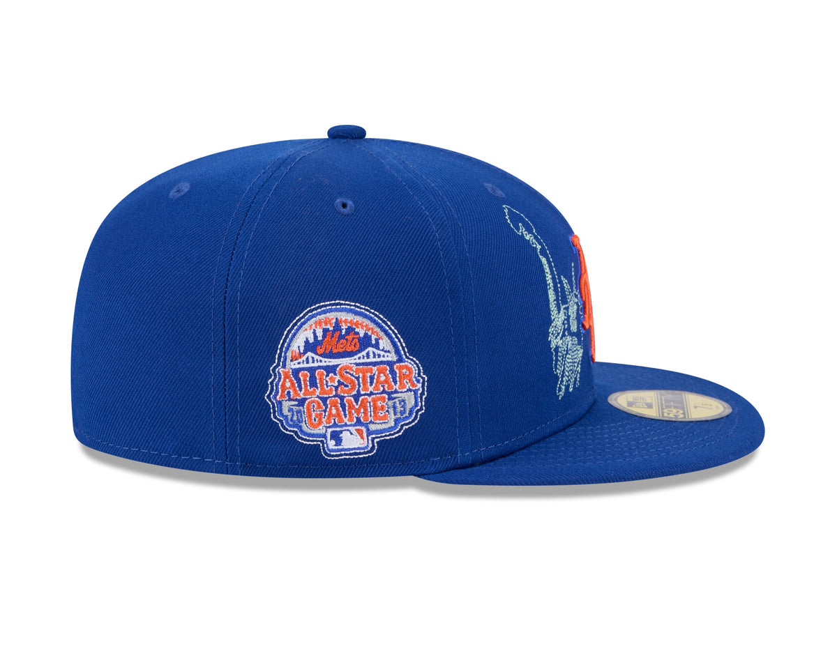 New York Mets MLB New Era Men Royal Blue 59Fifty State Stitch Fitted Hat product image 3, provided for visual reference and