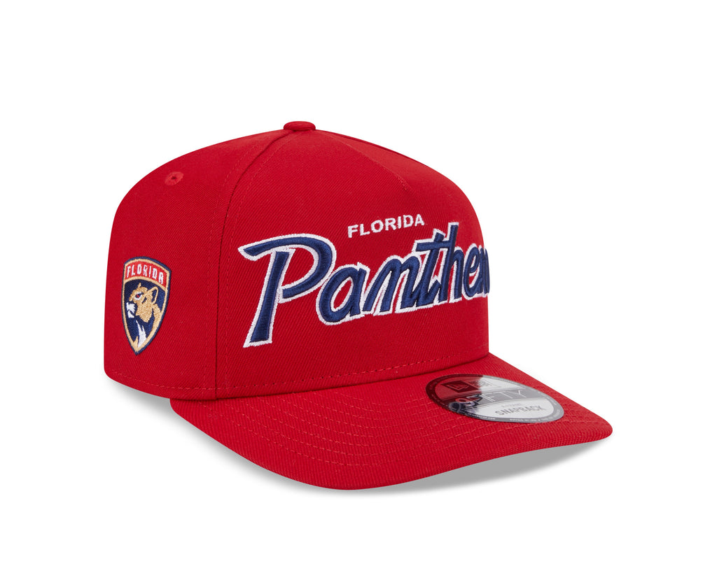Florida Panthers NHL New Era Men Red 9FIfty Script A-Frame Snapback product image 1, provided for visual reference and