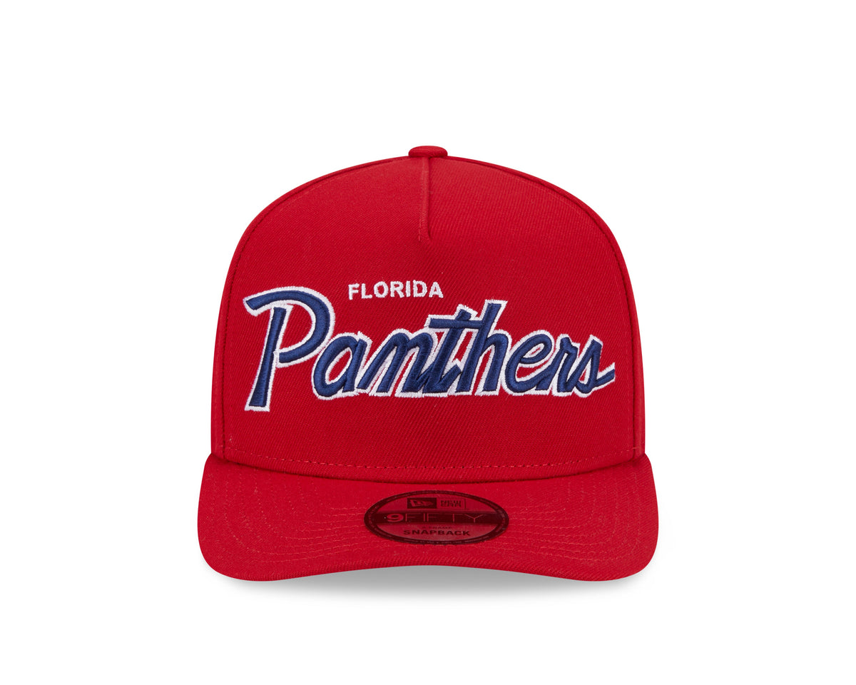 Florida Panthers NHL New Era Men Red 9FIfty Script A-Frame Snapback product image 6, provided for visual reference and