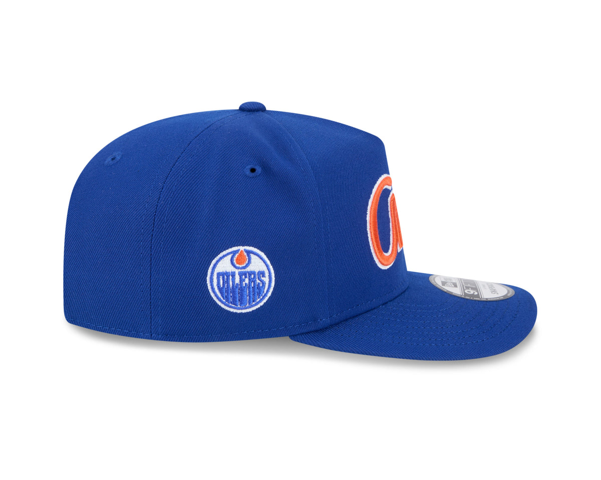 Edmonton Oilers NHL New Era Men Royal 9Fifty Script A-Frame Snapback Hat product image 4, provided for visual reference and