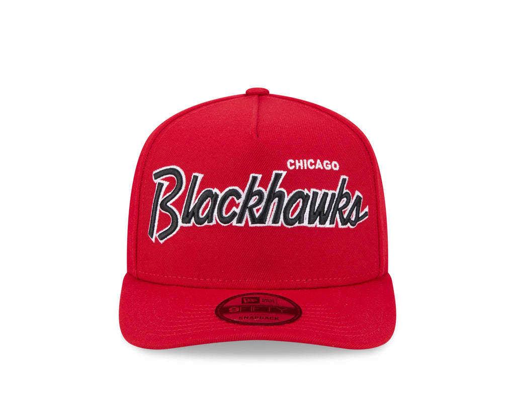 Chicago Blackhawks NHL New Era Men Red 9FIfty Script A-Frame Snapback product image 6, provided for visual reference and