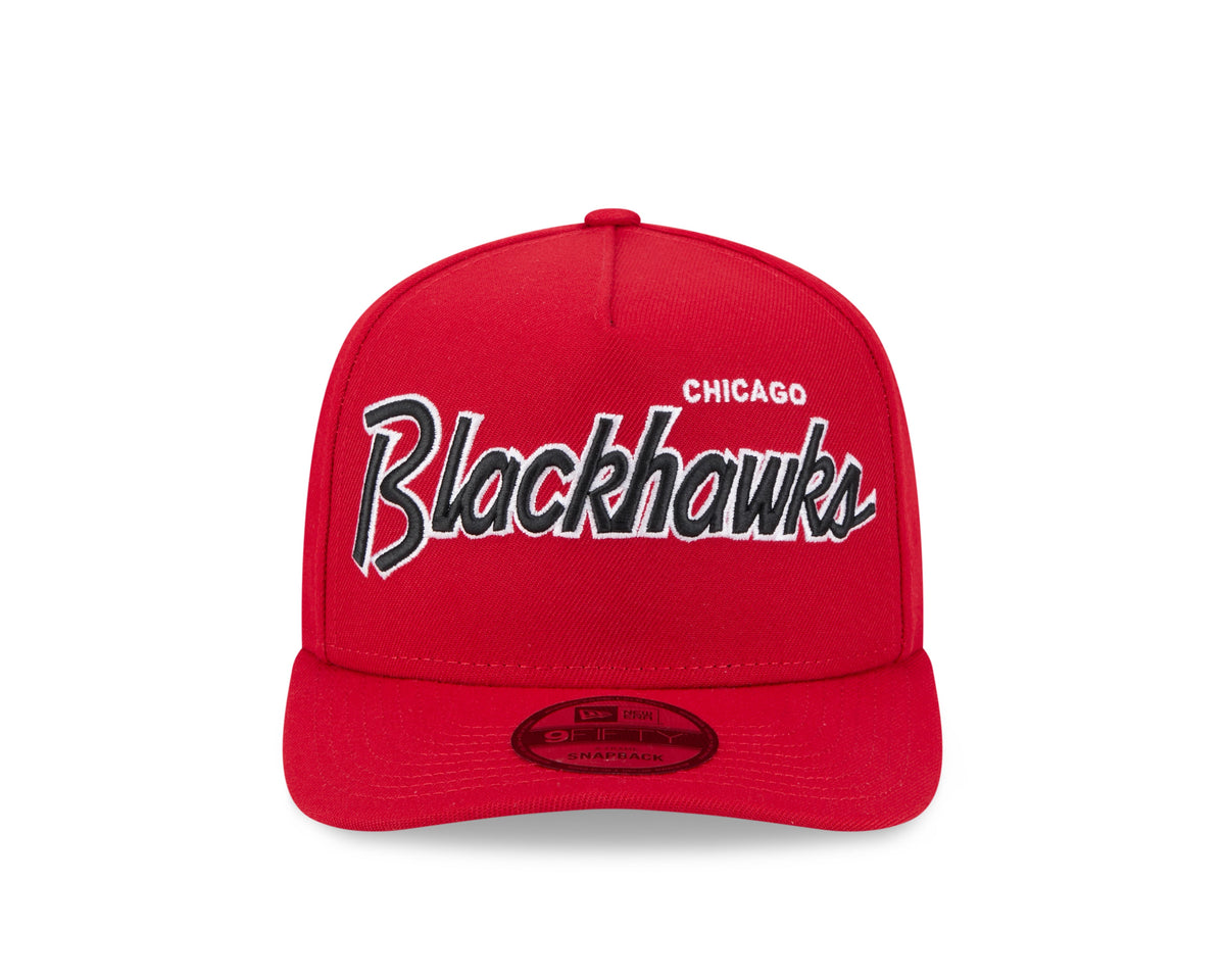 Chicago Blackhawks NHL New Era Men Red 9FIfty Script A-Frame Snapback product image 6, provided for visual reference and